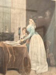 GRAVURA  - L'Optique - Gravura aquarelada por Louis-Léopold Boilly (1761-1845)  e gravada por J.-Frédéric Cazenave (1770 -18 ..), envidrçada e emoldurada. Reprodução.