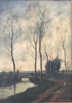VAN DIJK, WIN (1915-1990). "Paisagem da Holanda - HOLANDA 1948" , óleo s/ tela, 68X48 cm. Assinado. Moldura. Med. 87X67 cm.