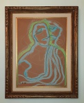 Paloma Picasso (França, 1949). FIGURA DE MULHER. Sem data. Giz de cera sobre papel Fabriano. Medidas aproximadas: 80 x 60 cm. Assinado Paloma Picasso (cid). Ricamente emoldurado. Sujidades no cie.