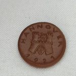 NUMISMÁTICA - Moeda Alemã de 1921 -  Hannover Germany HANNOVER 25 Pfennig 1921 HENRY SELIGMANN brown porcelain - (06)
