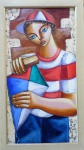 NANDO RIBEIRO,  Menino com Pipa, o.s.t.c.m., 48 x 25cm, assinado.
