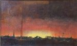 INOS CORRADIN,  Pôr do Sol em Ibiúna, o.s.t., 50 x 80cm, assinado e datado 1960.  Com documento de autenticidade emitido pelo artista.