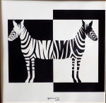 GONÇALO PAVANELLO, Meia Zebra ao meio, digigravura, 25x25cm, assinado frente e dorso, numerado no dorso 1/30, datado 2009.