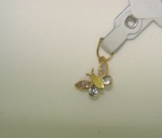 Pingente Borboleta Em Ouro Amarelo 18k, Com Zirconia 10mm, Peso: 0,3g, Valor de Mercado: R$ 200,00