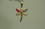 Pingente Libélula  Em Ouro Amarelo 18k, Com Zirconia 19mm, Peso: 0,3g, Valor de Mercado: R$ 300,00