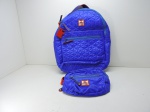 ACESSÓRIOS - Lote de mochila e pochete BFF em tom azul. Med. 38x35 cm e 17x21 cm.