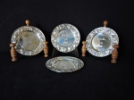METAL - Lote de 4 pratinhos em metal espessurado a prata. Dia. 17 cm.
