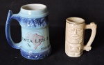 COLECIONISMO - Parte de coleção de canecas de chopp, composto de: 2 canecas em cerâmica. Med. 10 cm e 8 cm.