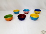 6 Bows l de porcelana colorida . Medida 13,5 cm diâmetro, 7 cm altura.