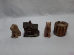 Lote composto de vela perfumada, enfeite de casa em resina, enfeite de cachorro em resina e cachorro em pedra. Medindo o cachorro em pedra 8,5cm de altura.