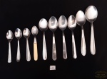 Lote de 10 colheres diversas em aço inox,sendo 1 grande, 1 sopa,4 sobremesa 4 café.
