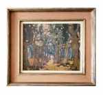 PRINCIPE PAULO GAGARIN  OST  JARDIM BOTÂNICO DO RIO DE JANEIRO. OST. ASSINADO E DATADO EM 1925 NO CANTO INFERIOR DIREITO. OBRA IMPORTANTE DO ARTISTA EM SEUS PRIMEIROS ANOS NO BRASIL E NO ANO EM QUE RECEBEU MENÇÃO HONROSA NO SALÃO NACIONAL DE BELAS ARTES, SUA PRIMEIRA DISTINÇÃO COMO ARTISTA NO BRASIL. 57 x 48 CM (SEM CONSIDERAR O TAMANHO DA MOLDURA) COM ELA 69 X 58 CM               NOTA: Paulo Gagarin (1885: São Petesburgo, Rússia 1980: Rio de Janeiro, RJ). Príncipe de sangue do Império russo deixou sua terra natal por causa da revolução bolchevique. Encantou-se com a exuberância da flora tropical e as cores do litoral brasileiro, que representou num estilo próximo dos pós-impressionistas. Em 1900 estudou na universidade de sua cidade natal. Serviu no exército russo, na Europa e na Ásia, entre 1911 e 1914. Nos anos de 1914 a 1918 combateu nas fileiras russas durante a Primeira Guerra Mundial. Emigrou para a França, em 1919, após o triunfo da revolução socialista de 1917, que implicou a derrocada do czarismo. Chegou ao Brasil em 1921, como copeiro do navio Pelotas, acompanhando o destino da maioria dos refugiados políticos russos da sua condição. Estudou no Liceu e na Universidade de São Petersburgo. Transferiu-se inicialmente para a França e depois para o Brasil, onde se naturalizou e fixou residência no Rio de Janeiro, em 1921. No ano seguinte realizou sua primeira individual no saguão da Associação dos Empregados do Comércio. Em 1925, ganhou menção honrosa no Salão Nacional de Belas Artes, e, no mesmo Salão, entre outras premiações, também obteve a grande medalha de prata e medalha de ouro. Em 1941, no Salão Paulista de Belas Artes, conquistou a grande medalha de prata. Faleceu em 1980 na cidade do Rio de Janeiro