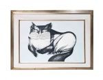 ALDEMIR MARTINS  GATO  SERIGRAFIA  PROVA DO ARTISTA (PA). ASSINADA E DATADA 1977. 91 X 72 CM COM A MOLDURA.