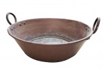 GRANDE TACHO EM COBRE COM ALÇAS LATERAIS. 67 (DIAMETRO) X 21 CM