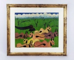 JOSÉ ANTÔNIO DA SILVA  GADO NELORE NO PASTO NOVO  OST  ASSINADO E DATADO 82.  BELA OBRA DO ARTISTA COM SEUS ELEMENTOS TÍPICOS DO COTIDIANO RURAL. NESTE CASO, GADO NELORE COLOCADO EM UMA ÁREA RECENTEMENTE DESTOCADA. 48 X 39 CM (SEM A MOLDURA)  E 68  X 58 CM (CONSIDERANDO-SE O TAMANHO DA MOLDURA)