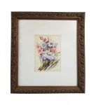 ANITA MALFATTI  COMPOSIÇÃO COM  FLORES  AQUARELA  MUITO BOA OBRA ASSINADA PELA ARTISTA. POSSUI CERTIFICADO DE AUTENTICIDADE EMITIDO POR Elizabeth Cecilia Malfatti E STELLA MENDONÇA. BRASIL, 17X 25 CM (SEM CONSIDERAR O TAMANHO DA MOLDURA) E  48 X 55 CM (CONSIDERANDO O TAMANHO DA MOLDURA