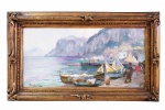 BIGIO GERARDENGHI  MARINHA NAPOLITANA  OST  OBRA ICONOGRÁFICA BELISSIMA! MOLDURA DE ÉPOCA MUITO BONITA!  INICIO DO SEC. XX.   66 X 38 CM (COM A MOLDURADA) SEM ELA 50 X 24 CM. NOTA: BIGIO GERARDENGHI (Dronero, Itália 1876 - São Paulo, São Paulo, 1957). Pintor e professor.  Na Itália, estuda com Eduardo Dalbono, Domenico Morelli, Filippo Pallizzi e Michele Cammarano. Atua como professor de pintura da Academia Salvator Rosa e como diretor da Escola de Artes Aplicadas de Avignano. Em 1908, recebe a Medalha de Ouro na Exposição Internacional de Nápoles, Itália. Em 1916, seu quadro Lã para os Soldados é reproduzido, pela Cruz Vermelha Italiana, para servir de propaganda de socorro às vítimas da I Guerra Mundial. A partir de 1923, reside em São Paulo, onde leciona para Antonio Rocco (1880-1944).