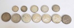LOTE COM 12 MOEDAS DO IMPÉRIO DO BRASIL SENDO: SETE MOEDAS DE 2000 REIS DO IMPERADOR DOM PEDRO II COM AS DATAS 1889, 1889, 1865, 1888, 1856, 1888, 1888. TRÊS MOEDAS DE 1000 RÉIS 1860, 1866, 1866. DUAS MOEDAS DE 500 RÉIS DO IMPÉRIO 1865 E 1888. 230 G