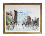 CAROLINE BURNETT  PARIS COM VISTA DA TORRE EIFFEL  OLEO SOBRE PLACA  GRANDE E BELA OBRA DA ARTISTA. VÊ-SE AO FUNDO ASPECTO DA TORRE EIFFEL. ARTISTA COM PREÇOS INTERNACIOANAIS. FRANÇA, 118 X 88 CMNOTA: Caroline Burnett foi uma pintora impressionista e moderna americana nascida em 1877. A artista morreu em 1950.