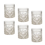 Conjunto de seis copos para whisky de cristal alemão, translucido e lapidado. 10 cm. Pertenceu ao Espólio de Vitória Dib Bachour.