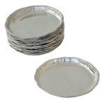 Conjunto de doze porta copos de metal espessurado a prata. Marcas da manufatura Wolf. 13 cm.