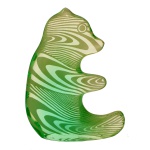 ABRAHAM PALATNIK - Escultura de urso verde em acrílico. Delicada decoração e transparência. Apresenta selo no fundo. 12 x 10 cm.