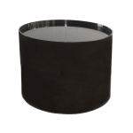 Mesa lateral da Artefacto de cor preta. Forma de barril, circular e lisa. Tampo de vidro. 56 cm.