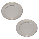 CHRISTOFLE - Conjunto de duas grandes bandejas circulares, francesas, em metal espessurado a prata, da Maison Christofle. 36 cm.