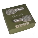 CHRISTOFLE  Conjunto de oito descansos para talheres francesas em metal espessurado a prata, da "Maison Christofle". Paris. França. Séc. XX. Acondicionadas na caixa original. Excelente estado. 7 x 3 cm.