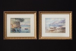 MORETTI  - Marinha. Par de aquarelas. Ass cid. 17 x 23 cm (MI). 33 x 39.5 cm (ME).