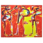 IVALD GRANATO FILHO (Campos, Rio de Janeiro, 1949 - São Paulo, 2016) - Sem Título. Giclée s/ tela. 75 x 96 cm. Pintor, gravador, desenhista e artista multimídia. Em 1966, estuda pintura com Robert Newman. Depois, frequenta por um breve período a Escola de Belas Artes. Desde a década de 1970, realiza performances e intervenções, recorrendo à fotografia e ao vídeo para documentá-las. Pintor, gravador, desenhista e artista multimídia. Em 1966, estuda pintura com Robert Newman. Depois, frequenta por um breve período a Escola de Belas Artes. Desde a década de 1970, realiza performances e intervenções, recorrendo à fotografia e ao vídeo para documentá-las. Obra reproduzida no Catálogo 8 Artistas Brasileiros Contemporâneos, da 1ª. exposição realizada na Casa das Rosas que reúne 8 dos mais representativos pintores brasileiros. O Giclée como Instrumento de Divulgação da Arte Brasileira  A Argento, uma empresa brasileira voltada para a fine prints, está apresentando ao circuito nacional e internacional uma tecnologia que é considerada o que há de mais sofisticado em termos de impressão de qualidade. Trata-se do Giclée (da palavra de origem francesa Gicleur que significa injetor) técnica de altíssimo padrão, cujo processo foi divulgado em 1994 por Jack Duganne e especialmente usado na reprodução de obras de arte. Um fenômeno corrente nas Artes Visuais é o da reprodução, a partir de originais, prática que teve origem por volta do século XVI com a difusão da xilogravura e, mais tarde com as técnicas do claro-escuro, água forte, litografia (século XVIII) a serigrafia, adotada de forma inteligente pela Pop Art já nos meados do séc. XX. Assim ao desenvolver a técnica do giclée sobre tela, aprimora e amplia a visibilidade do acervo artístico brasileiro contribuindo para a sociabilização da Arte Nacional, uma vez que o menor custo de uma reprodução de qualidade, permite a presença do artista e de sua criação em um maior número de locais e logradores públicos de nossa comunidade, e nas coleções particulares.