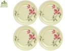 ROSENTHAL SELB- GERMANY - WINIFRED - Quatro Belíssimos Pratos Rasos, executados em fina porcelana alemã, na tonalidade marfim, com rica policromia floral e filetado a ouro. Diâmetro: 24,5 cm. lx