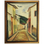 João Simeone (1907-1992). Paisagem de Parati. Óleo sobre tela. Assinado, cid, situado e datado Parati 1966. 65 x 50. Pintor brasileiro.