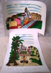 Sem assinatura - Lote 2 estampas pintadas a guache, Convento de São Francisco e Igreja da Misericórdia (Olinda, PE) ambas sem moldura, cada peça tem 48 x 33 cm 