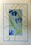 Suzana Gasparin. Flores azuis. Serigrafia, 32/100. 35 x 25 cm. Sem moldura