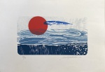 Guido Michelini. Paisagem com sol vermelho. Serigrafia, 44/44. 37 x 50 cm. 2003. Sem moldura
