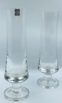 Hering - Par de fluts em cristal translúcido, 5 cm de diâmetro na base e 18 cm de altura