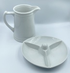 Schmidt - Lote composto de 2 peças em porcelana sendo:  Leiteira e petisqueira de porcelana nacional.  Petisqueira 10 cm de diâmetro na base  13 cm de altura