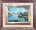 Araujo Lima, Pescador. óleo sobre tela colada em placa. 32 x 43 cm. 1945. Medida total com a moldura 62 x 74 cm