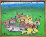 José Antônio da Silva (1909-1996). Bois,  Óleo sobre tela. 40 x 50 cm. 1977 . Medida total com a moldura: 42 x 52 cm