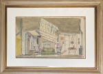 Noêmia Mourão (1912-1992). Seu atelier em Paris. Técnica mista sobre papel. 26 x 44 cm. Medida total com a moldura: 46 x 64 cm. Ela trabalhou neste atelier na déc. de 30