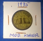  Moeda / Brasil -  , 1000 reis , ano 1935   , muito escassa , bronze aluminio  !!!  , !!!      !! 