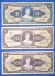 3 cedulas / Brasil , 50 Cruzeiros - Princesa Izabel !!! Circulação de 1934 até 1970 !!! 3 tipos diferentes , valor abaixo de catalogo  !!! 