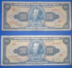 2 cedulas / Brasil , 200  Cruzeiros Azul !!! Serie 582 e 503 , catalogo marca 150,00  e 80,00 reais !!!  !!   !!! 