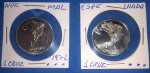 2 moedas /Brasil - 1 cruzeiro ano 1972 uma peça espelhada !! + outra normal !!!