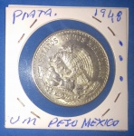 Moeda/Mexico .,, Prata !!! ano de 1948 !!! 1 Peso !!! 14,6 gramas , Soberba !!!