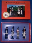 Colecionismo- Bonequinhos de chumbo , 4 unidades - batalha de Waterloo !!!, caixa original comnpleta !! uniformes da batalha histórica !!!
