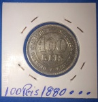 Moeda / Brasil - 100 reis Imperio , ano de 1880 !!! niquel , peça muito escassa !!!