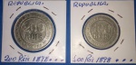 2 moedas / Brasil - 100 e 200 reis ano de 1898 !! material Niquel ,