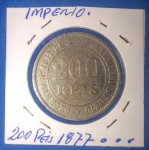 Moeda / Brasil , valor de 200 reis ,Imperio ano de 1877 !!! material niquel !!!